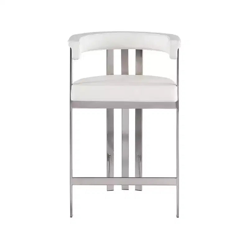 Meridian Furniture, Tabouret de comptoir en cuir végétalien Marcello crème, Ensemble de 2