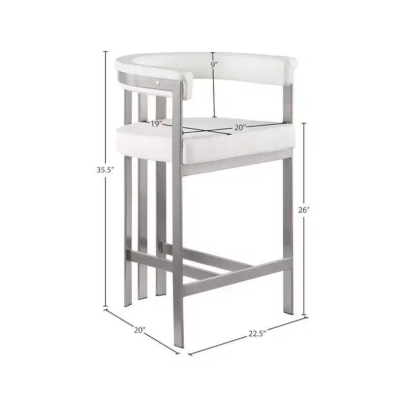 Meridian Furniture, Tabouret de comptoir en cuir végétalien Marcello crème, Ensemble de 2