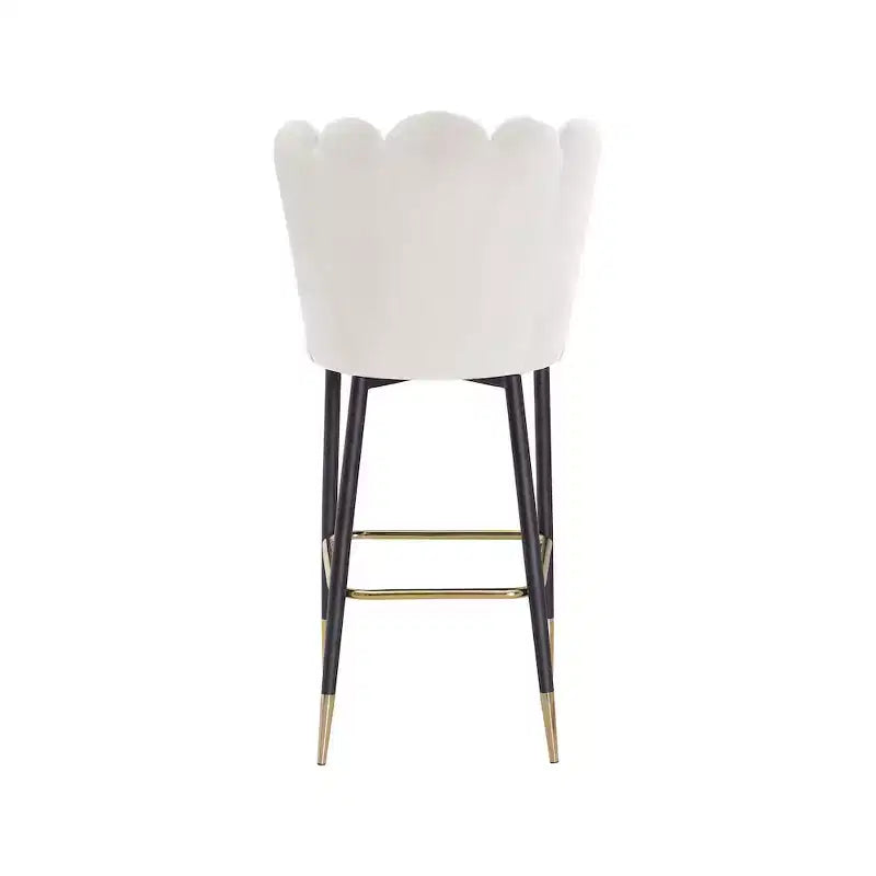 Meridian Furniture, Tabouret Lily en Velours Crème, Lot de 2
