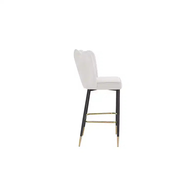 Meridian Furniture, Tabouret Lily en Velours Crème, Lot de 2