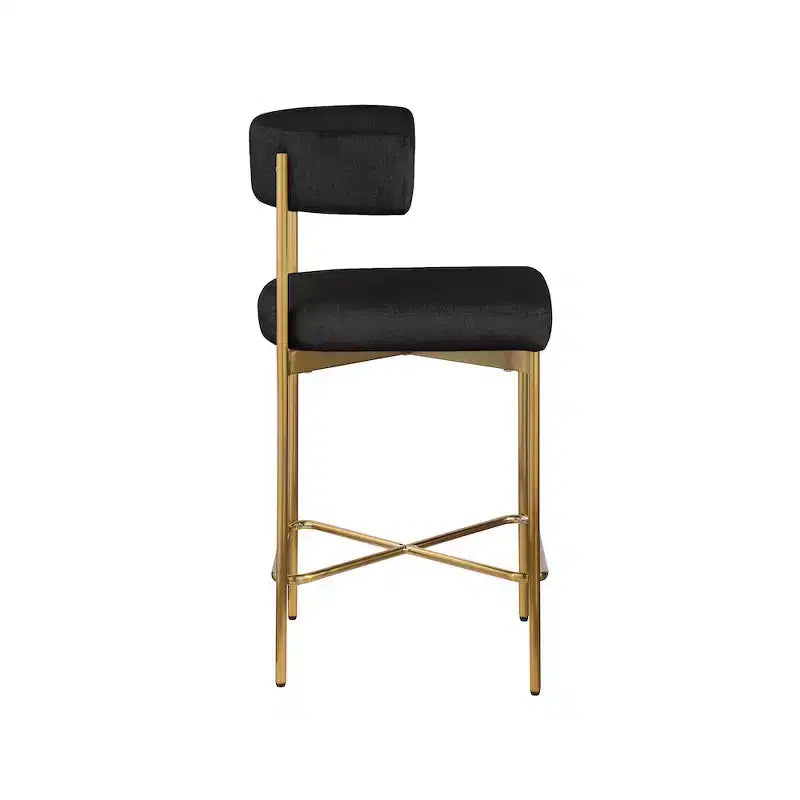 Meridian Furniture, Tabouret Rivage noir en tissu texturé durable, lot de 2