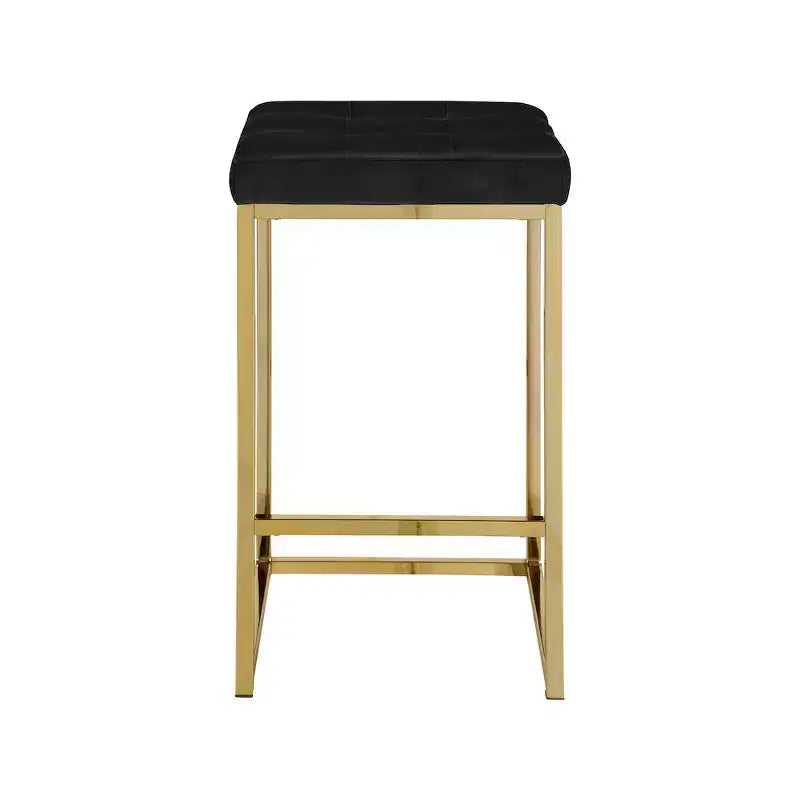 Meridian Furniture, Tabouret Nicola en velours noir, Lot de 2