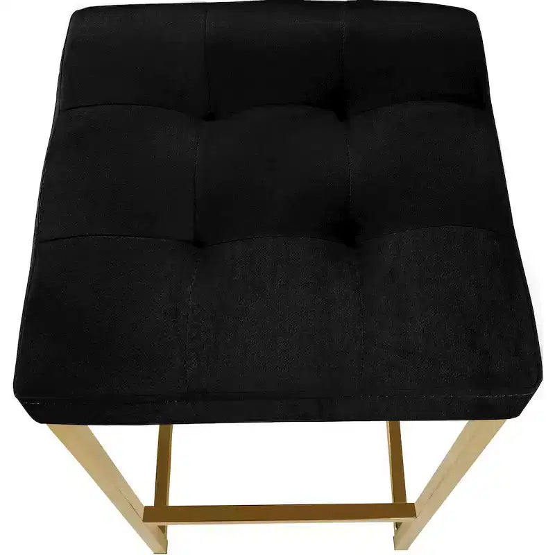Meridian Furniture, Tabouret Nicola en velours noir, Lot de 2