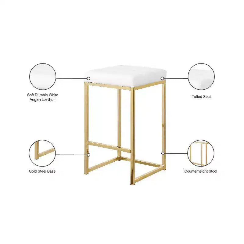 Tabouret Meridian Furniture, Nicola en cuir vegan blanc, lot de 2