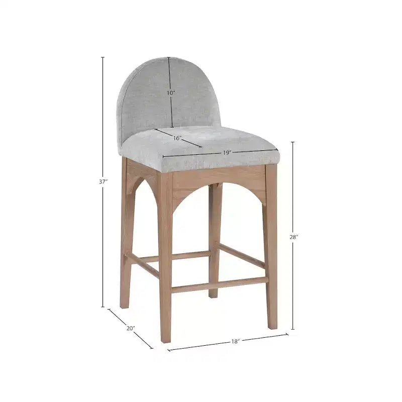 Tabouret en tissu chenille gris Waldorf, Meridian Furniture