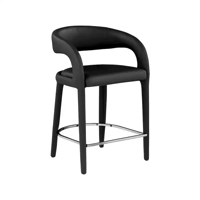 Meridian Furniture, Tabouret Sylvester en cuir végétalien noir