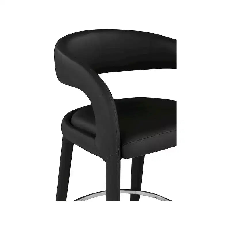 Meridian Furniture, Tabouret Sylvester en cuir végétalien noir