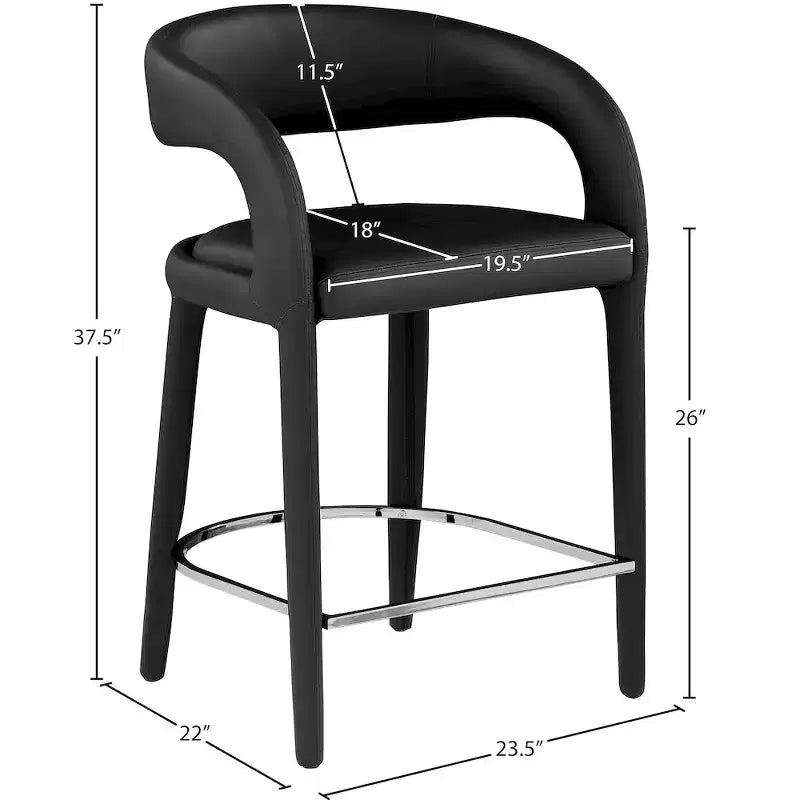 Meridian Furniture, Tabouret Sylvester en cuir végétalien noir