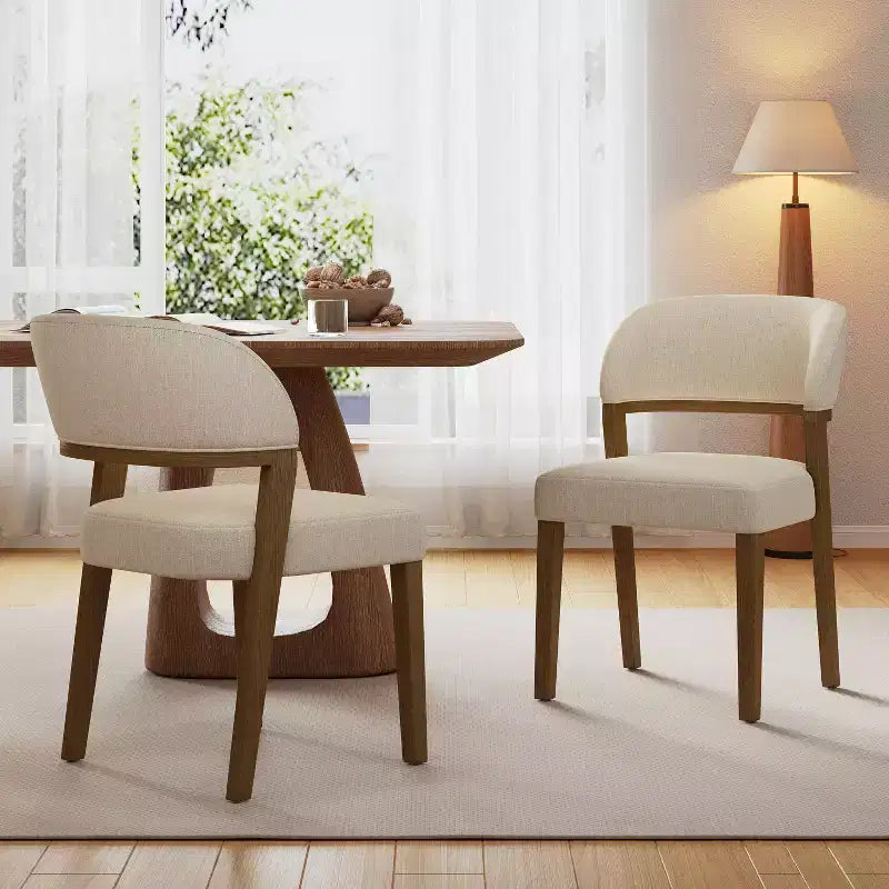 Lot de 2 chaises de salle à manger modernes rembourrées en bois d'hévéa Xayah Christopher Knight Home