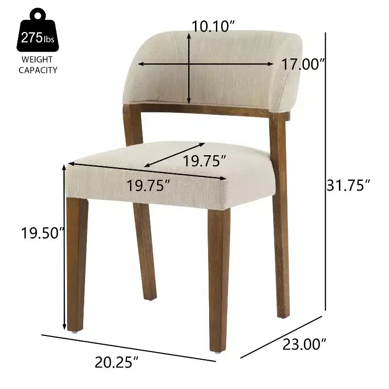 Lot de 2 chaises de salle à manger modernes rembourrées en bois d'hévéa Xayah Christopher Knight Home