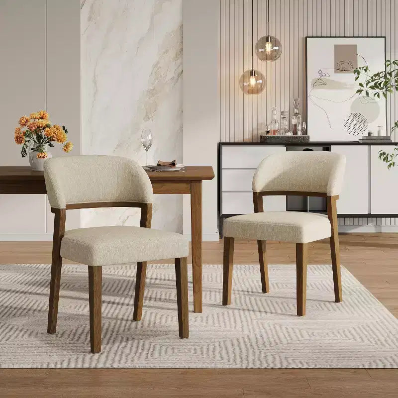 Lot de 2 chaises de salle à manger modernes rembourrées en bois d'hévéa Xayah Christopher Knight Home
