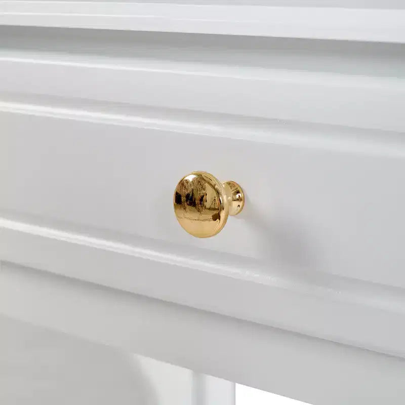 Coiffeuse élégante avec tabouret, miroir réversible et 5 tiroirs, ensemble de coiffeuse blanc, station de beauté peu encombrante - ModernLuxe