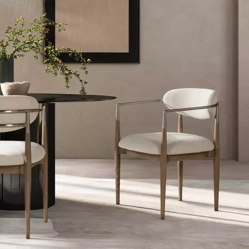 Jennifer Taylor Home Chaise de salle à manger rembourrée Artemis en matériaux mixtes avec accoudoirs