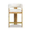 Jennifer Taylor Home Vavona 26.5 Burl Upholstered Barrel Back Counter Height Bar Stool, Polar Off-White Faux Shearling Fur