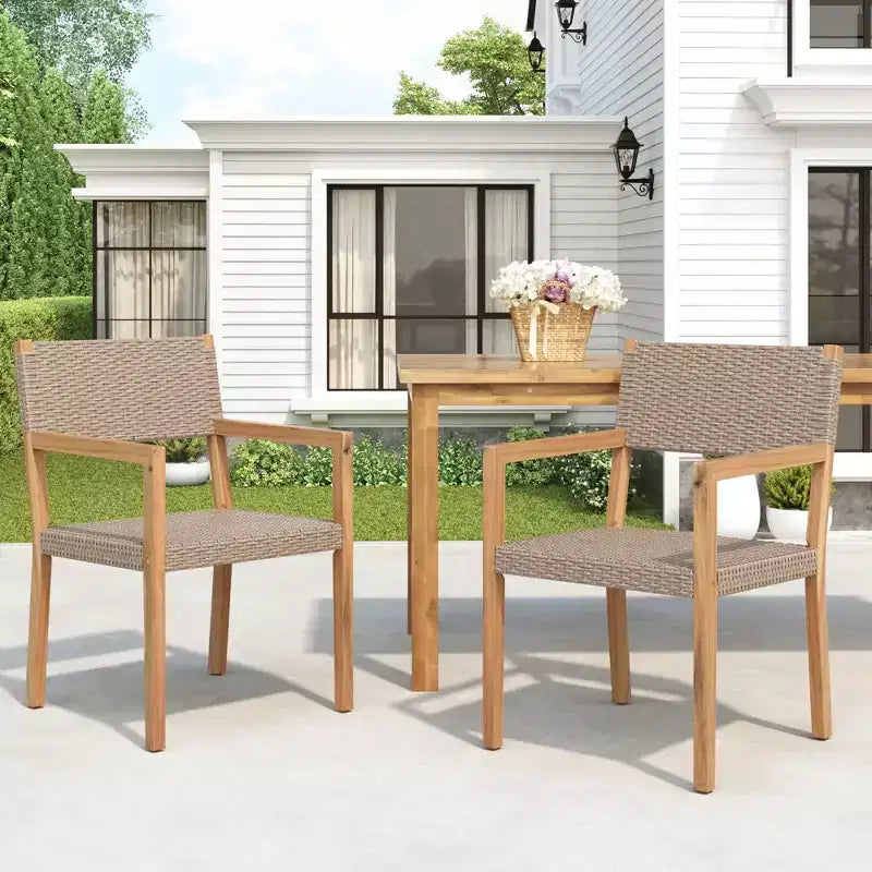 MAYEERTY 2-Piece Weather-Resistant Wicker Patio Chairs with Easy Assembly