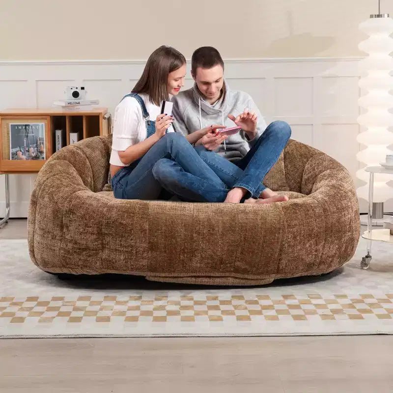 MAYEERTY Canapé Pouf Chenille Haut Dossier pour Intérieur et Extérieur