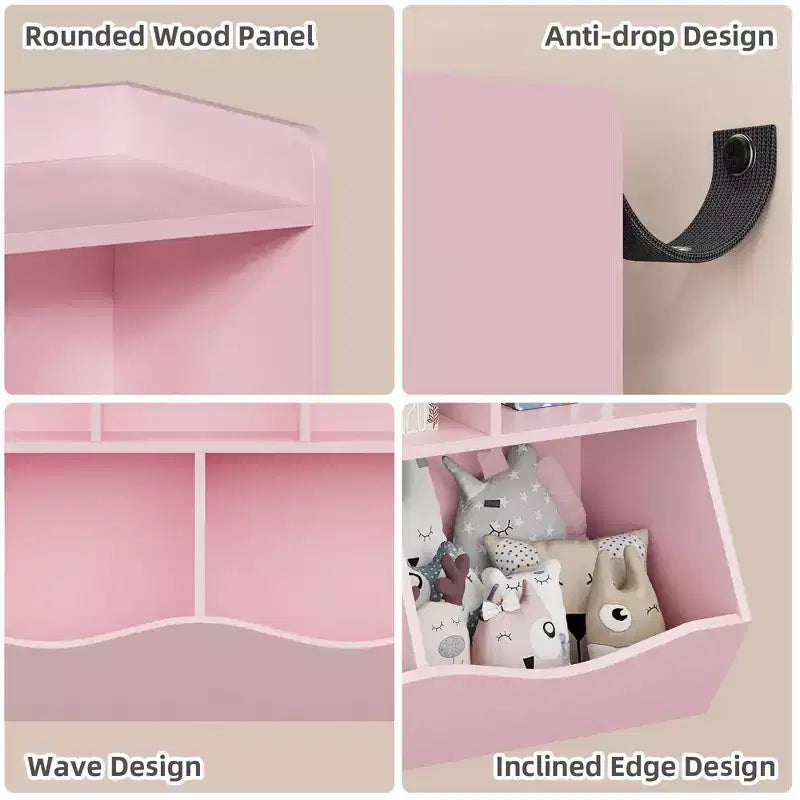 Bibliothèque enfant GustoWave, étagère à livres pour enfants, rangement de jouets, étagère à jouets pour enfants, armoire de rangement, idéale pour la salle de jeux, le salon, la chambre d'enfant.