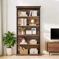 MAYEERTY 6-Tier Metal & Wood Bookcase with Stylish X Pattern Accents