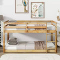 MAYEERTY Solid Wooden,Solid Rubber Wooden Twin over Twin Floor BUnk Bed with Ladder,with Bed Platform of Strengthened Slats