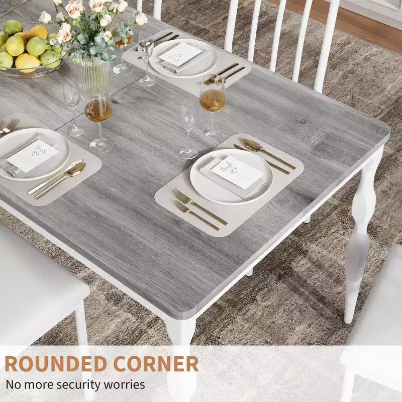 Table à manger pour 4-6 personnes, table de cuisine industrielle avec plateau en bois et pieds métalliques incurvés, meuble de salle à manger rectangulaire (180x90x76cm)