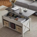 VINGLI Lift Top Coffee Table, White, with Hidden storage and shelves, Gas Lift Mesa De Centro para Sala Pop Up Coffee Table