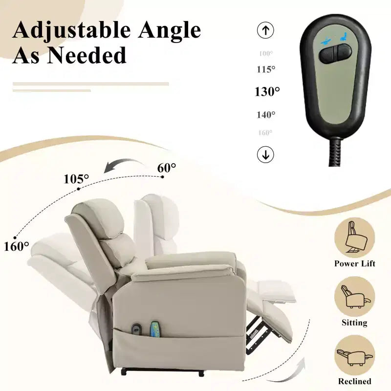 Fauteuils inclinables électriques LIKEPAY Power Lift en cuir PU avec 2 poches latérales, fauteuil de massage releveur avec massage 8 points