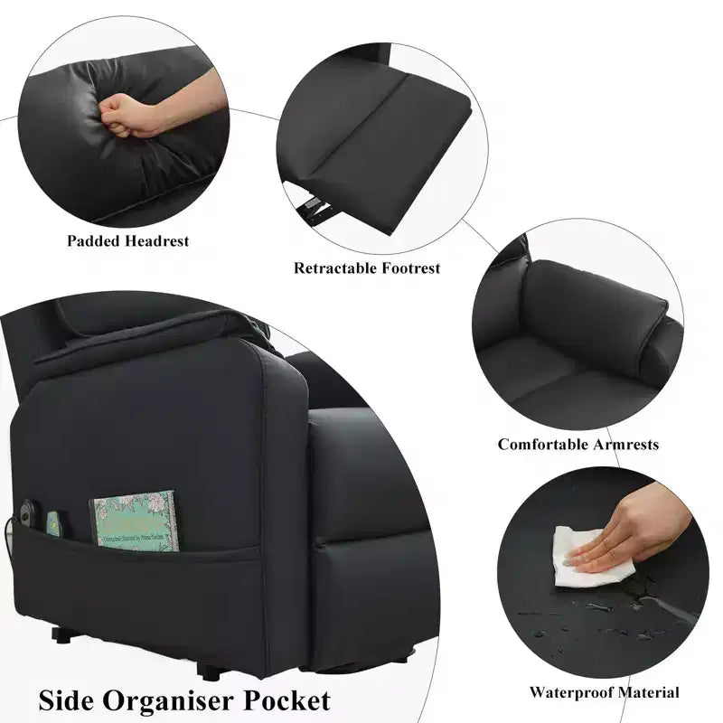 Fauteuils inclinables électriques LIKEPAY Power Lift en cuir PU avec 2 poches latérales, fauteuil de massage releveur avec massage 8 points
