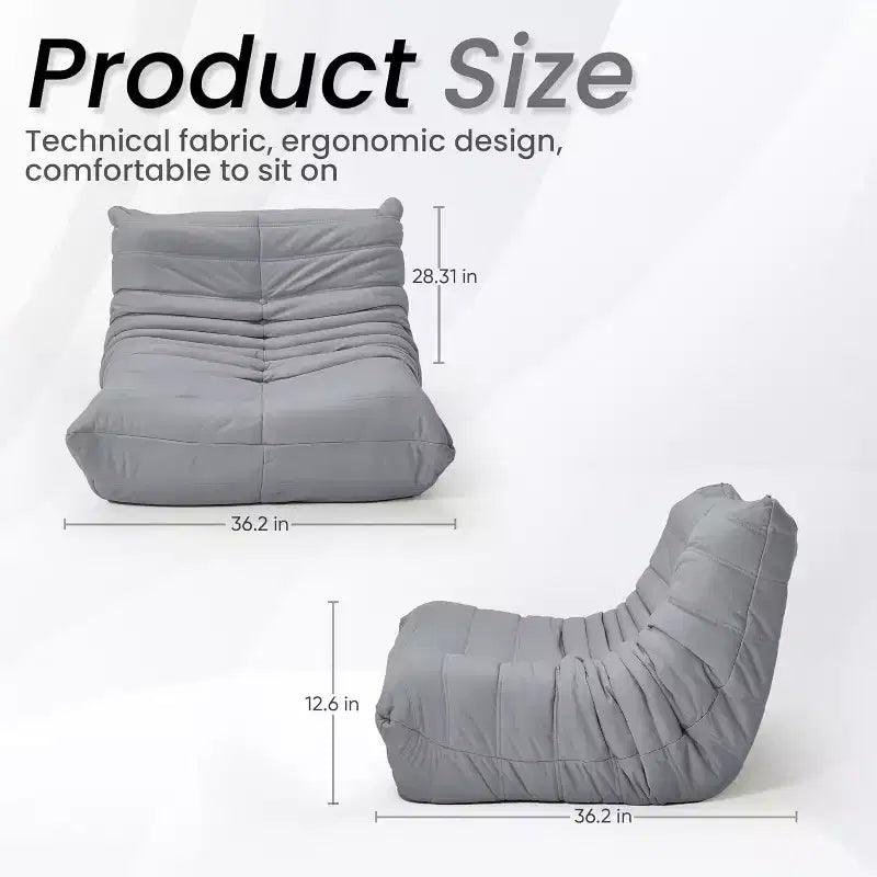 Canapé EROMMY Bean Bag Togo, Mousse à Mémoire de Forme 28D, Facile à Nettoyer et Portable, Similicuir Premium, Canapé de Sol Léger pour Salon, Chambre