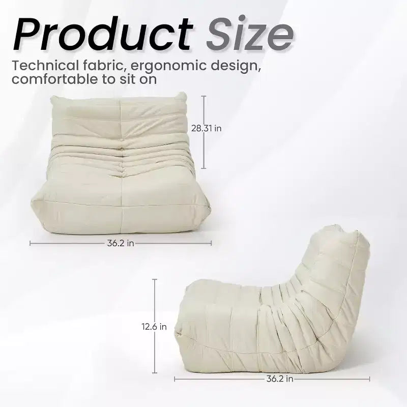 Canapé EROMMY Bean Bag Togo, Mousse à Mémoire de Forme 28D, Facile à Nettoyer et Portable, Similicuir Premium, Canapé de Sol Léger pour Salon, Chambre