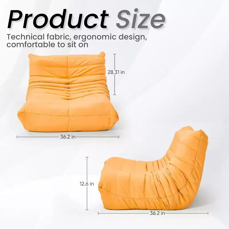 Canapé EROMMY Bean Bag Togo, Mousse à Mémoire de Forme 28D, Facile à Nettoyer et Portable, Similicuir Premium, Canapé de Sol Léger pour Salon, Chambre