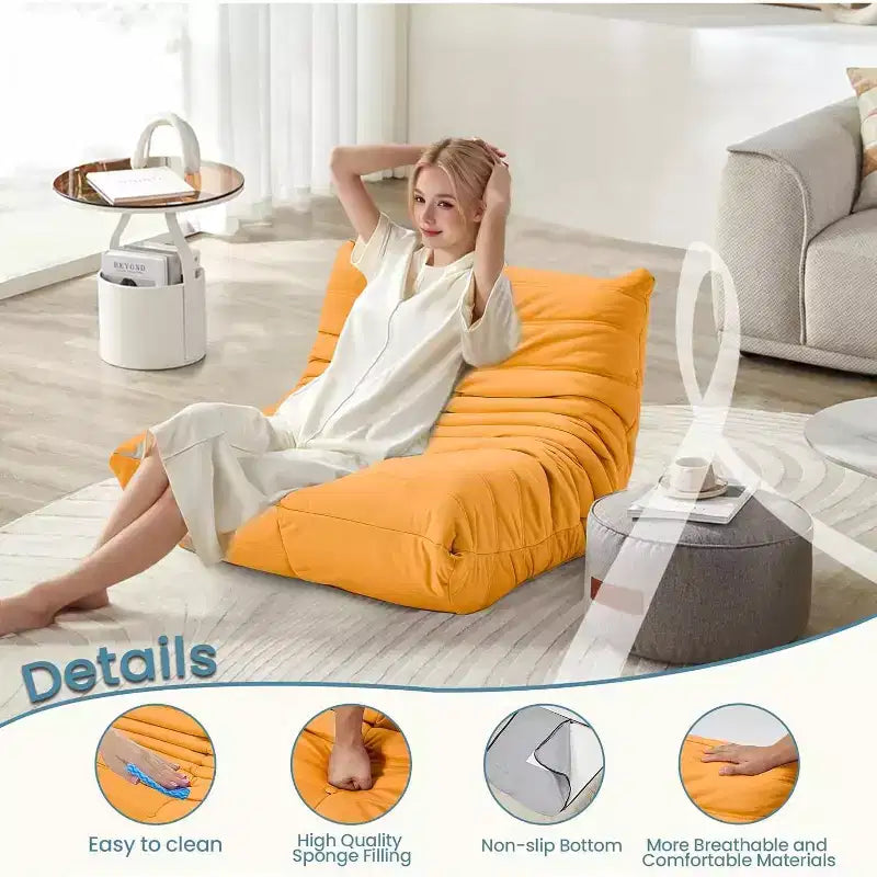 Canapé EROMMY Bean Bag Togo, Mousse à Mémoire de Forme 28D, Facile à Nettoyer et Portable, Similicuir Premium, Canapé de Sol Léger pour Salon, Chambre