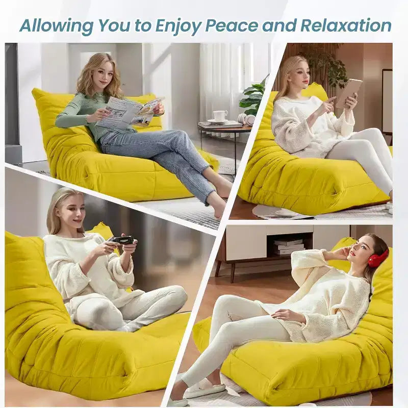 Canapé EROMMY Bean Bag Togo, Mousse à Mémoire de Forme 28D, Facile à Nettoyer et Portable, Similicuir Premium, Canapé de Sol Léger pour Salon, Chambre