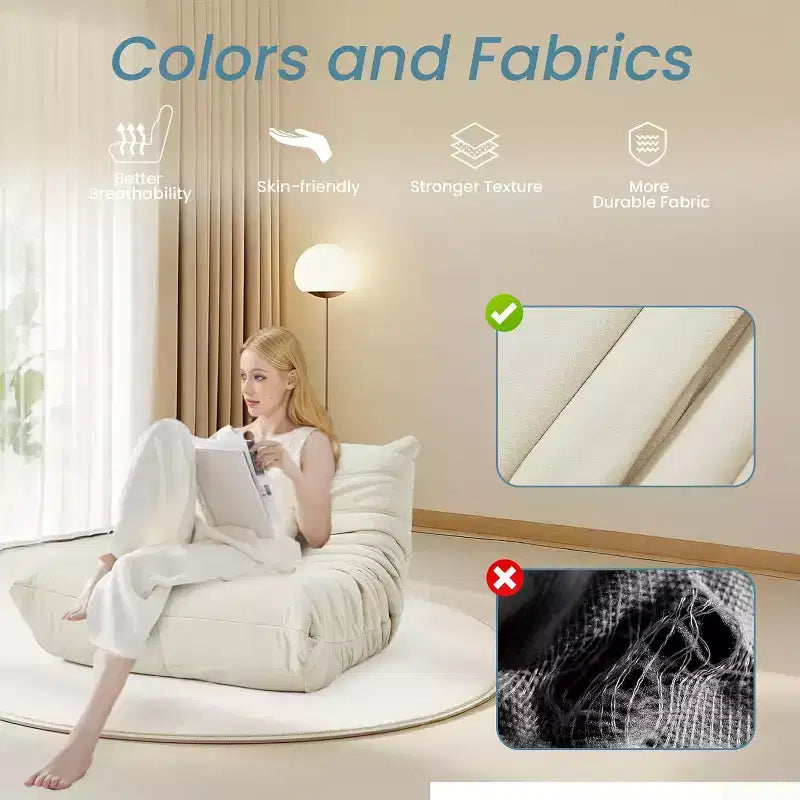 Canapé EROMMY Bean Bag Togo, Mousse à Mémoire de Forme 28D, Facile à Nettoyer et Portable, Similicuir Premium, Canapé de Sol Léger pour Salon, Chambre