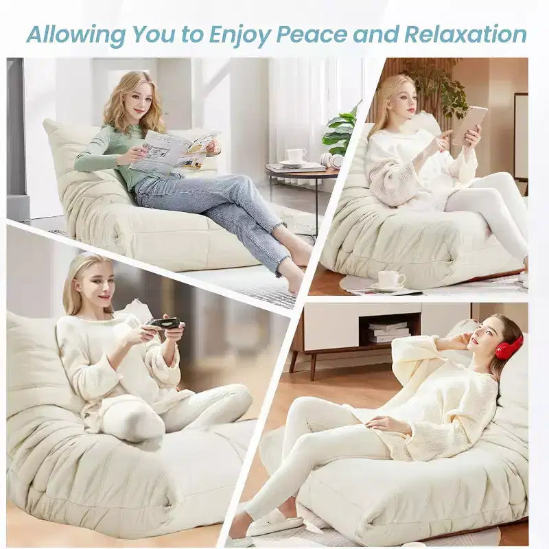 Canapé EROMMY Bean Bag Togo, Mousse à Mémoire de Forme 28D, Facile à Nettoyer et Portable, Similicuir Premium, Canapé de Sol Léger pour Salon, Chambre