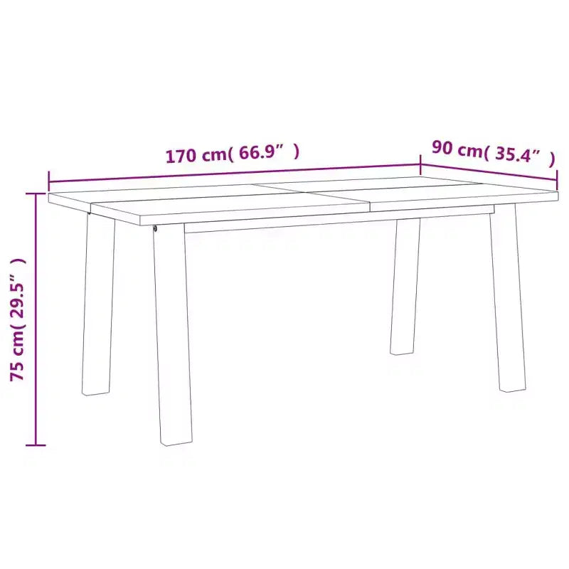 vidaXL Table de salle à manger marron et noire en bois d'acacia massif 170 x 89 cm