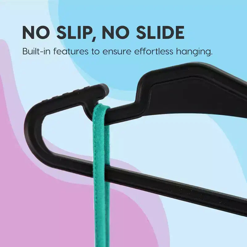 Cintres IRIS USA, cintres en plastique souple et durable avec encoches pour les épaules et crochets pour accessoires