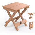 VINGLI Small HDPE Folding Side Table, Plastic Waterproof Portable Adirondack Coffee End Tables, Teak