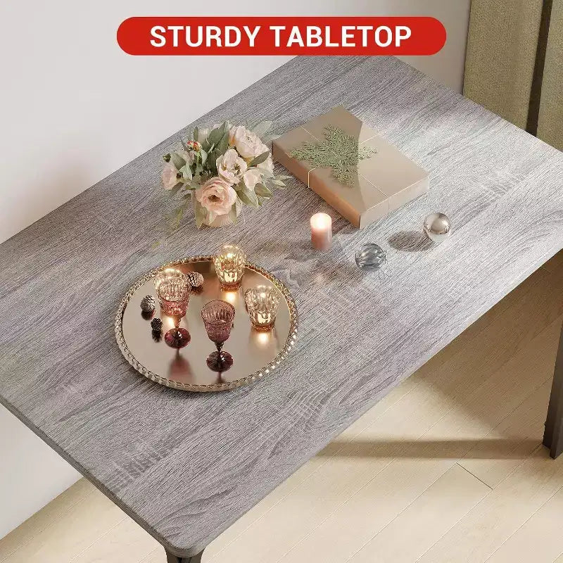 Ensemble de salle à manger carré 5 pièces avec 4 chaises - Cadre en métal peu encombrant et plateau de table en MDF - Parfait pour les petits espaces - Facile à assembler