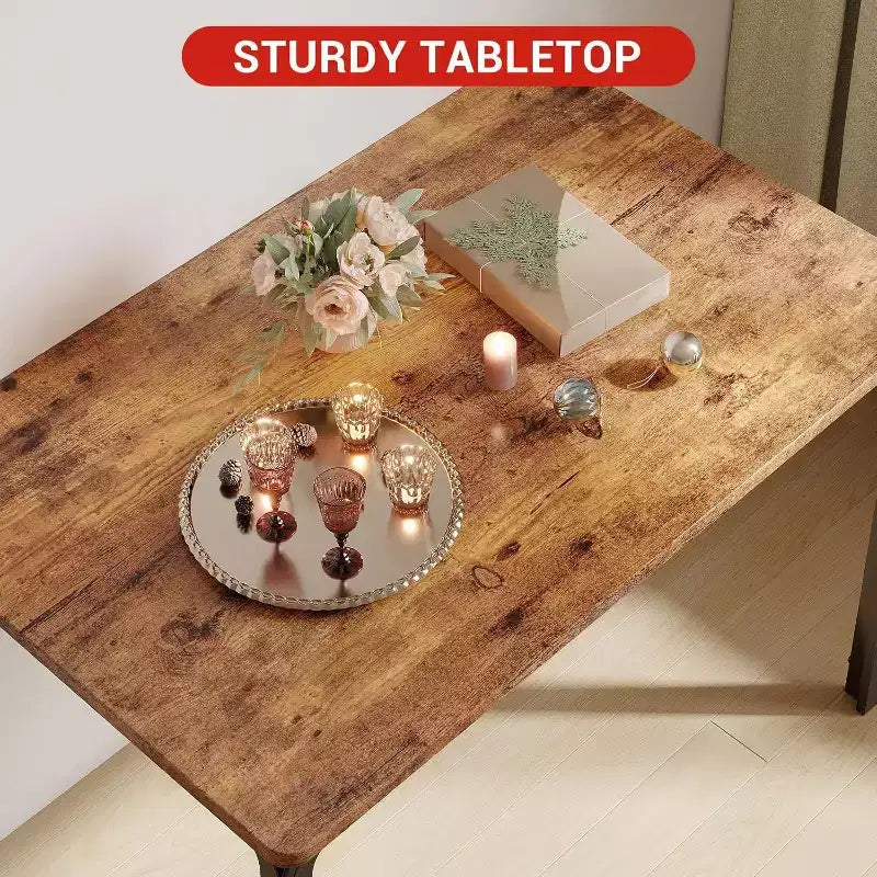 Ensemble de salle à manger carré 5 pièces avec 4 chaises - Cadre en métal peu encombrant et plateau de table en MDF - Parfait pour les petits espaces - Facile à assembler