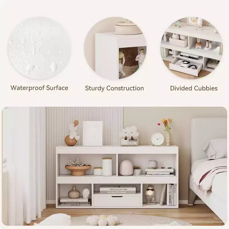 Bibliothèque enfant en bois GustoWave avec tiroir - Organisateur de rangement pour jouets pour salle de jeux, salle de classe, crèche et chambre d'enfant