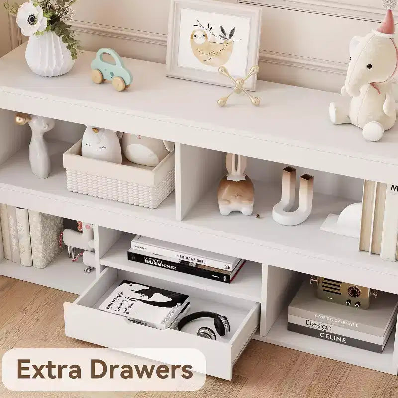 Bibliothèque enfant en bois GustoWave avec tiroir - Organisateur de rangement pour jouets pour salle de jeux, salle de classe, crèche et chambre d'enfant