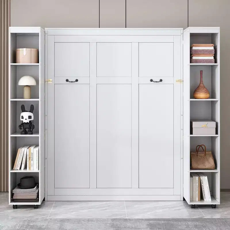 Whisen Queen Murphy Bed, Ample Storage with Push-Pull Cabinets & Sleek Design