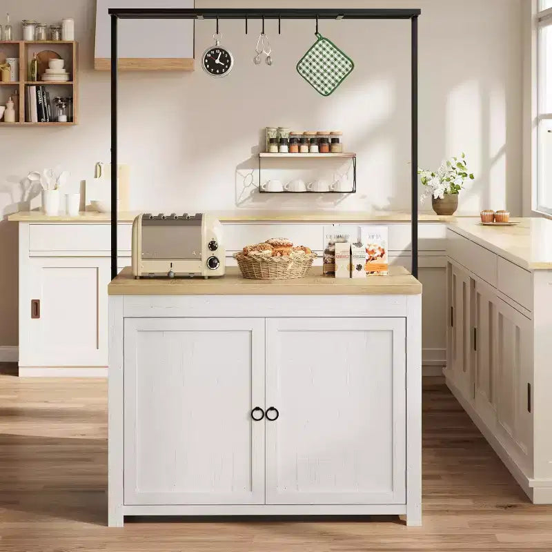 Îlot de cuisine GustoWave 41 avec rangement, comptoir de 1,2 po avec doubles étagères