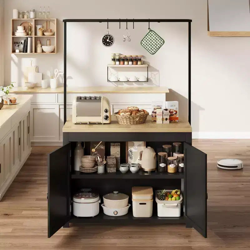 Îlot de cuisine GustoWave 41 avec rangement, comptoir de 1,2 po avec doubles étagères