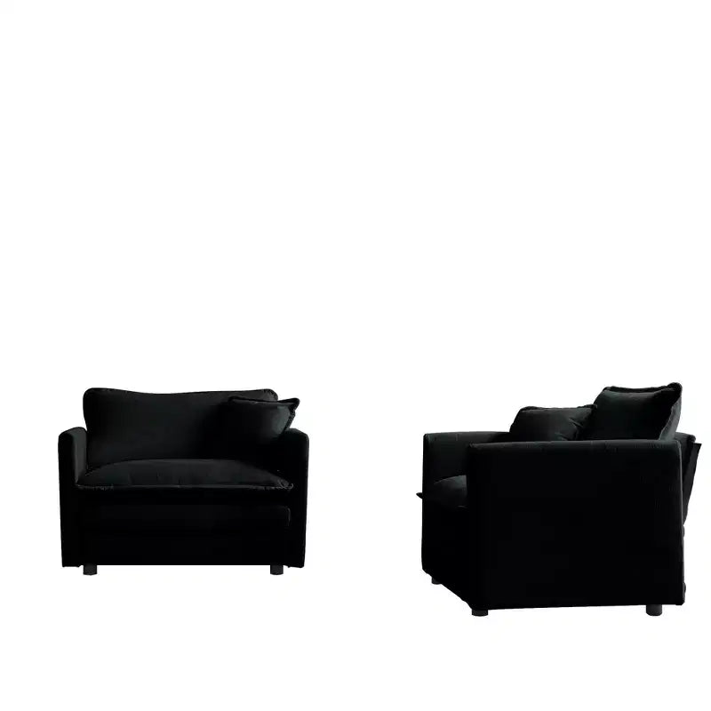 Lot de 2 fauteuils rembourrés en chenille haut de gamme, chaises d'appoint pour salon avec coussin décoratif, fauteuils d'appoint en chenille verte