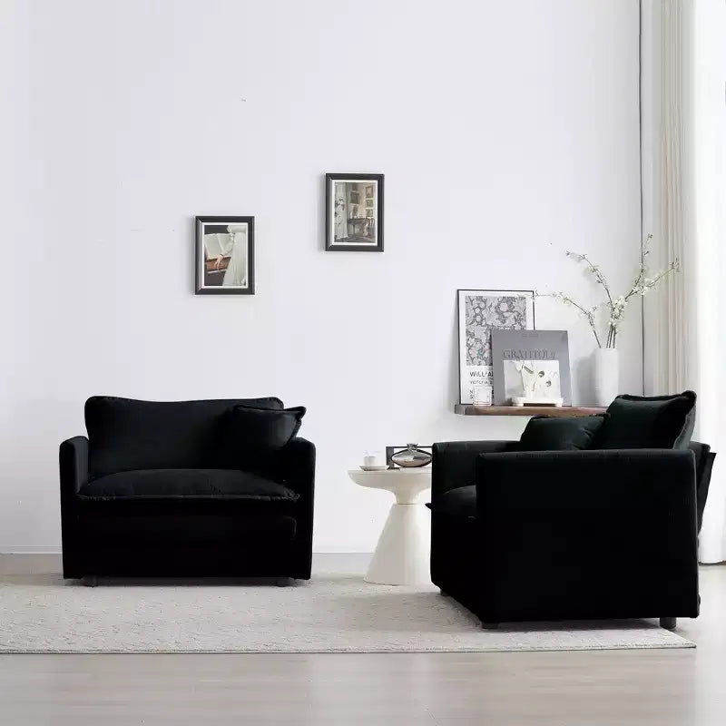 Lot de 2 fauteuils rembourrés en chenille haut de gamme, chaises d'appoint pour salon avec coussin décoratif, fauteuils d'appoint en chenille verte