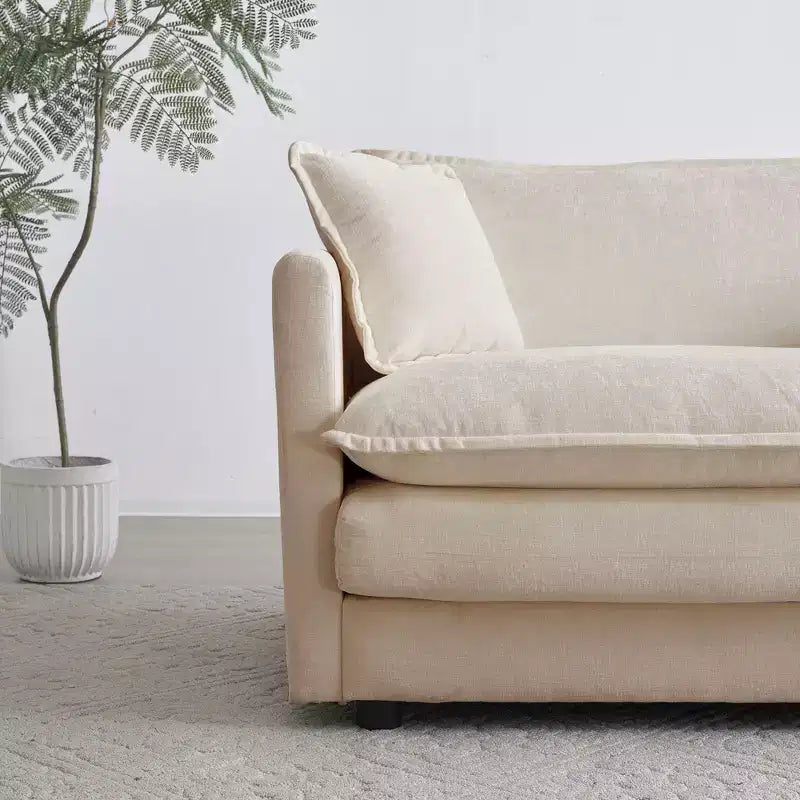2 Pièces Canapé 3 places en Chenille Rembourré pour Salon Meuble en Chenille Noire