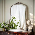32x24 Arched Mantle Mirror, Arched Beaded Mirror with Metal Frame, Decorative Bathroom Vanity Mirror for Entryway, Bedroom, or Living Room