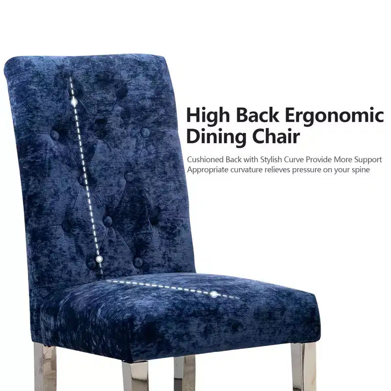 CLIHOME Lot de 2 chaises de salle à manger modernes avec revêtement en velours moelleux, pieds robustes en acier inoxydable et ressorts en S – Support ergonomique