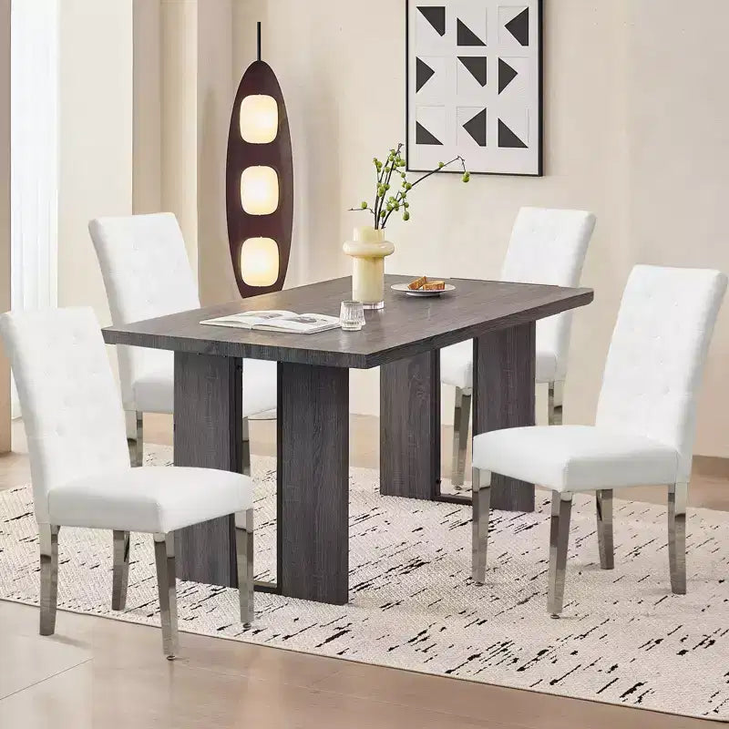 CLIHOME Lot de 2 chaises de salle à manger modernes avec revêtement en velours moelleux, pieds robustes en acier inoxydable et ressorts en S – Support ergonomique